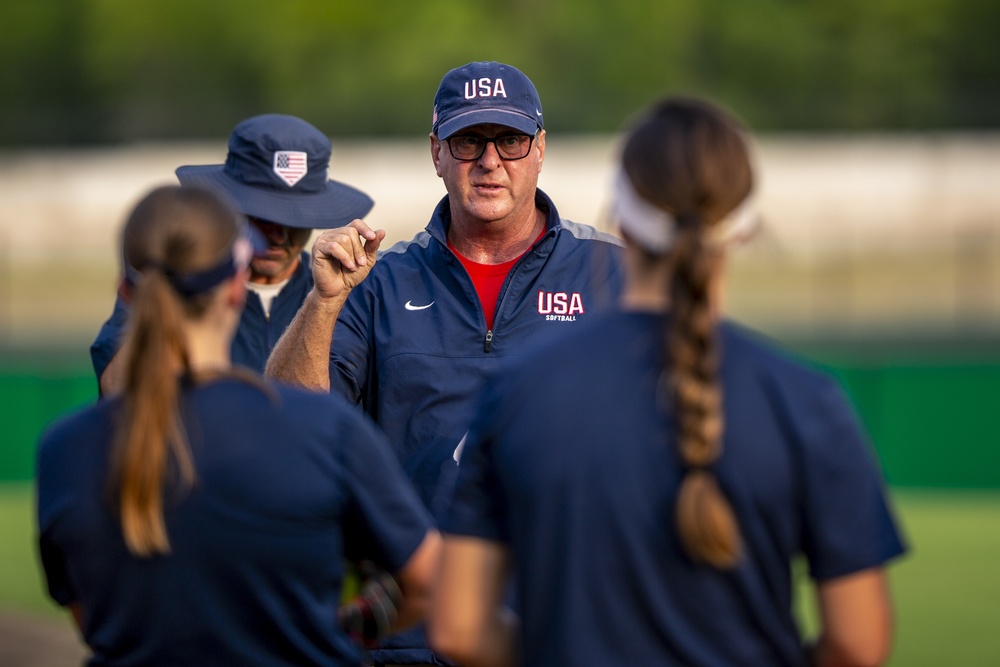 USA Women's National Softball Team practice in Iwakuni City