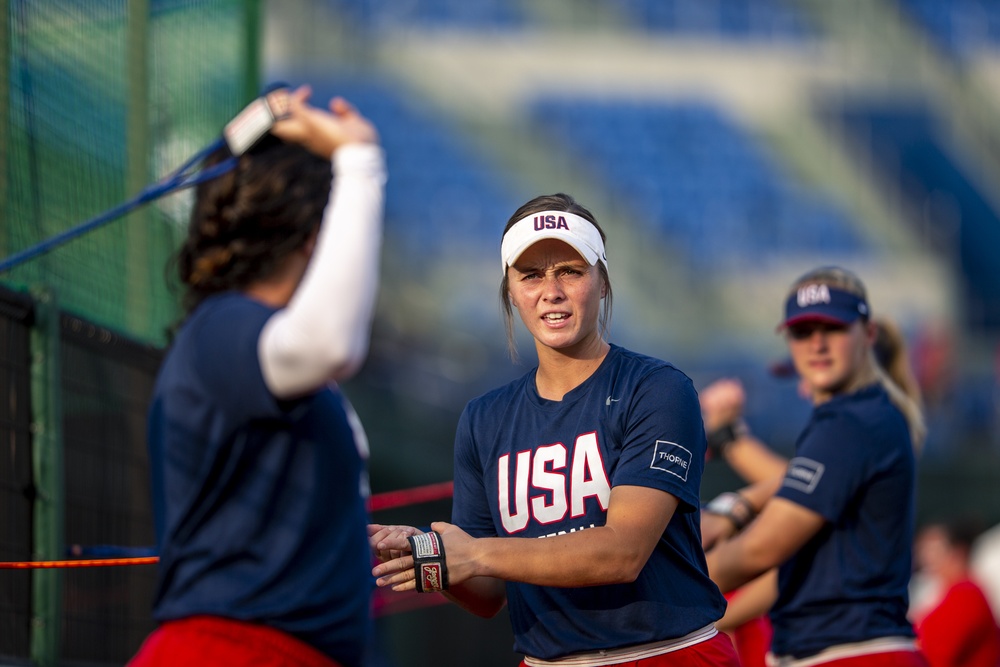 USA Women's National Softball Team practice in Iwakuni City