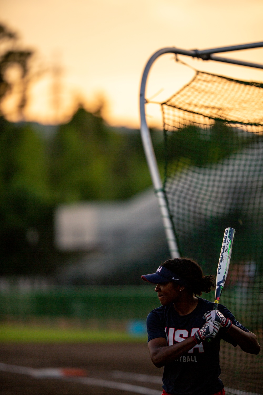 USA Women's National Softball Team practice in Iwakuni City