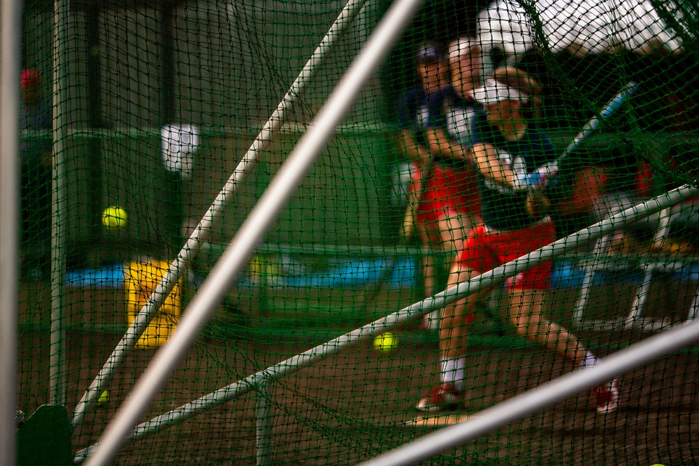 USA Women's National Softball Team practice in Iwakuni City