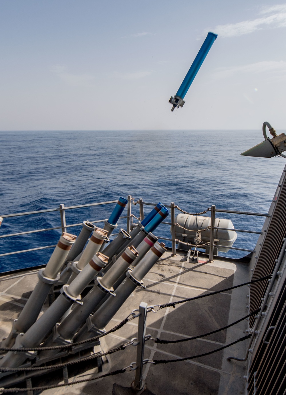 USS Jason Dunham (DDG 109) launches chaff