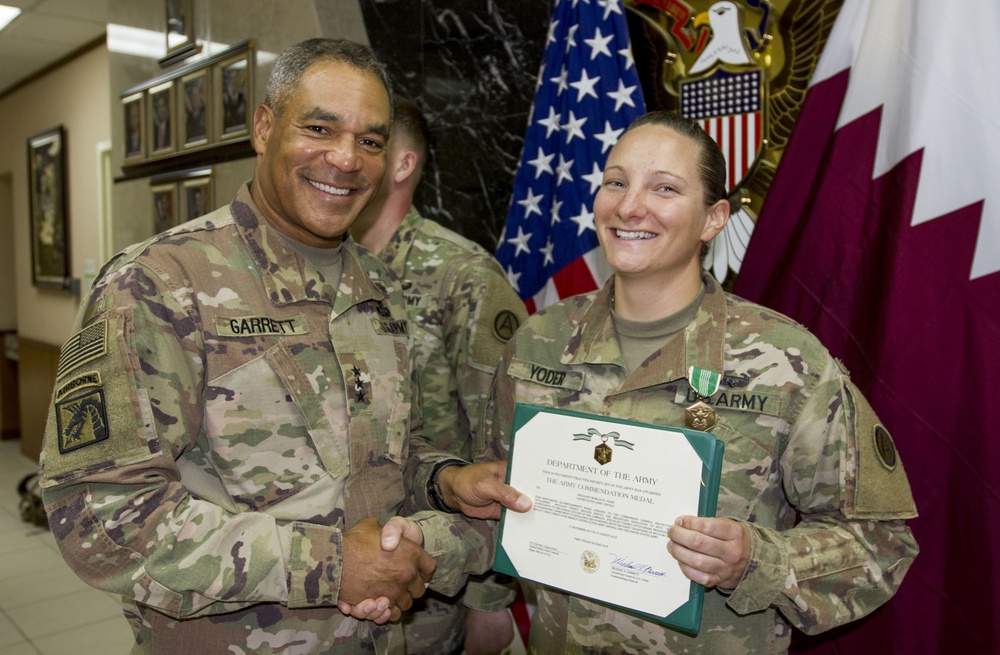 U.S. Army Lt. Gen. Michael X. Garrett, U.S. Army Central Commander Presents Awards to his Protective Service Detail