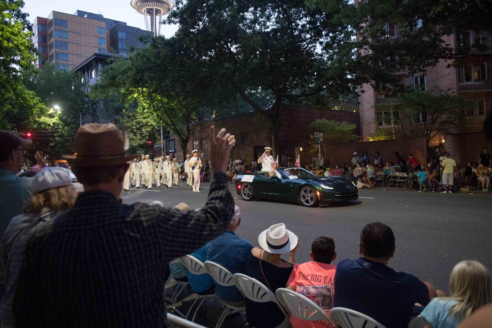 U.S. Navy Participates in Alaska Airlines Seafair Torchlight Parade