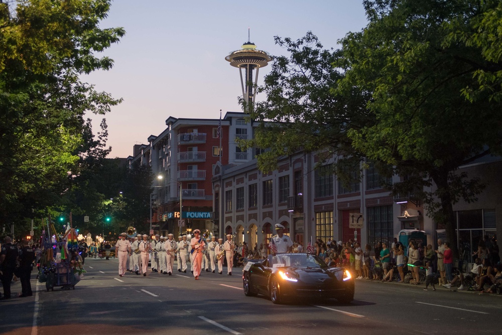 U.S. Navy Participates in Alaska Airlines Seafair Torchlight Parade