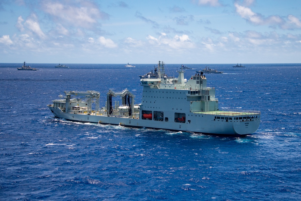 MV Asterix sails with partner nations during RIMPAC