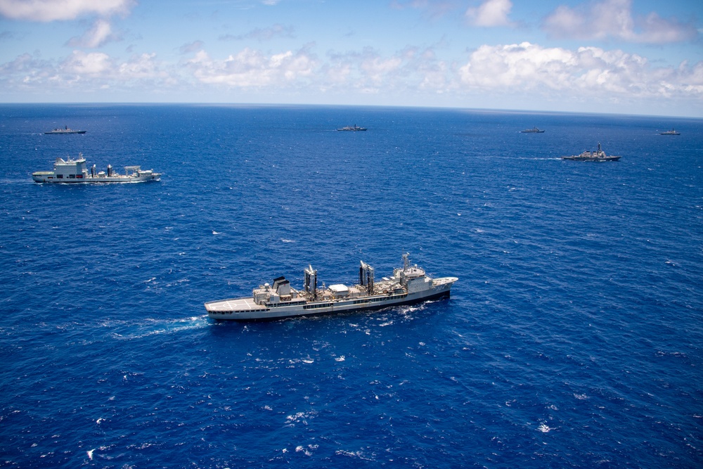 HMAS Success sails with partner nations during RIMPAC