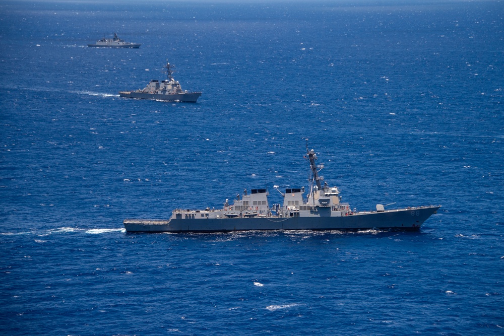 USS Preble sails with partner nations during RIMPAC