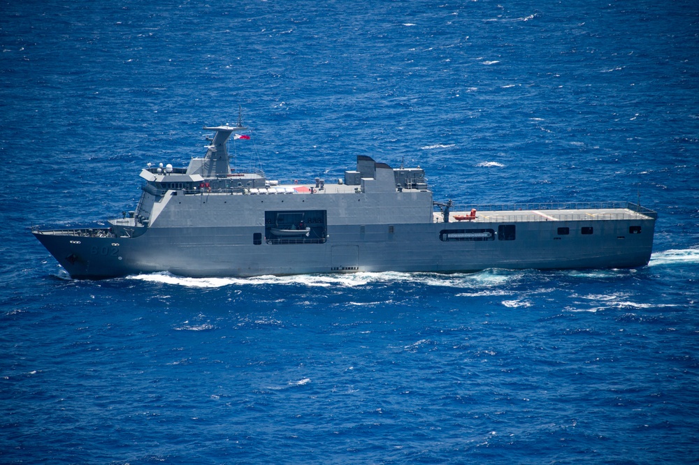 BRP Davao Del Sur sails with partner nations during RIMPAC