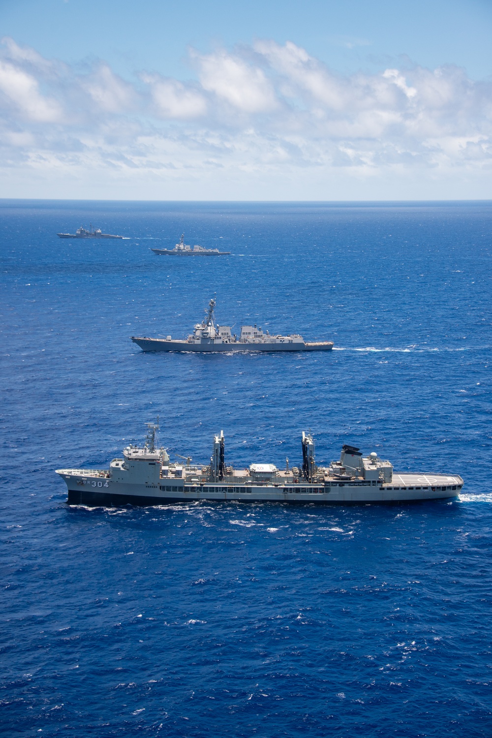 HMAS Success sails with partner nations during RIMPAC