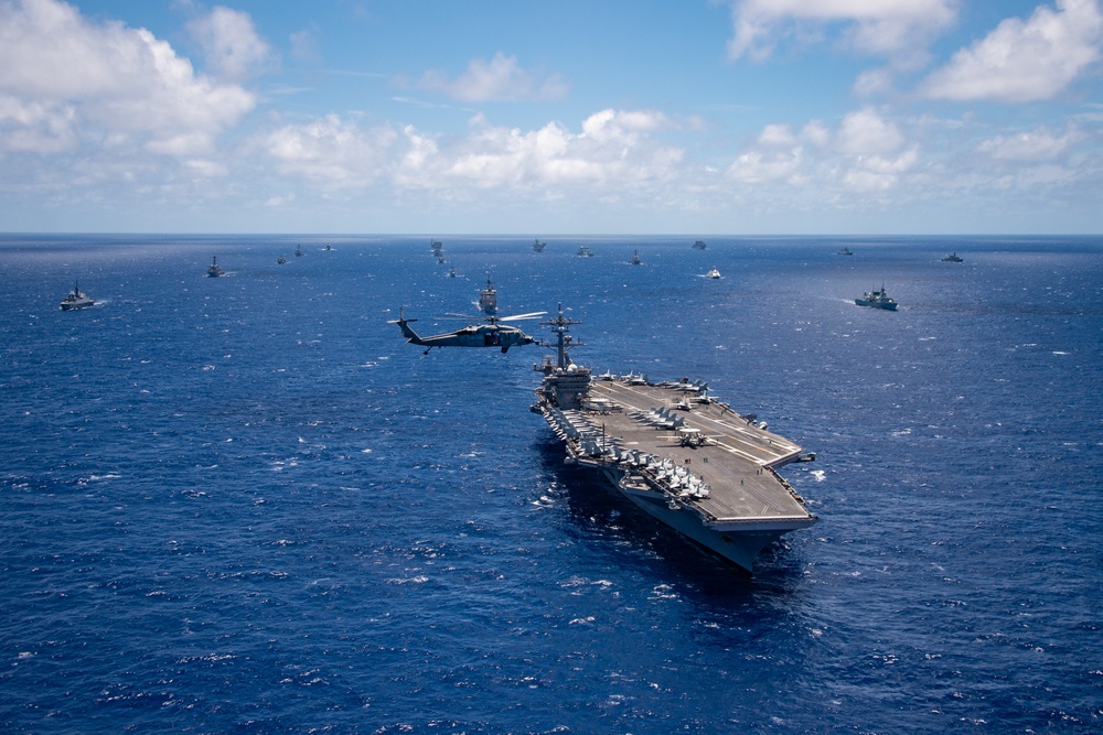 USS Carl Vinson sails with partner nations during RIMPAC