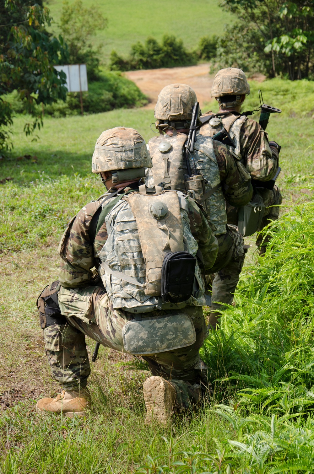 Charlie Company, 100th Infantry Regiment, storms the objective on a live fire range Spc. Alec Dionne