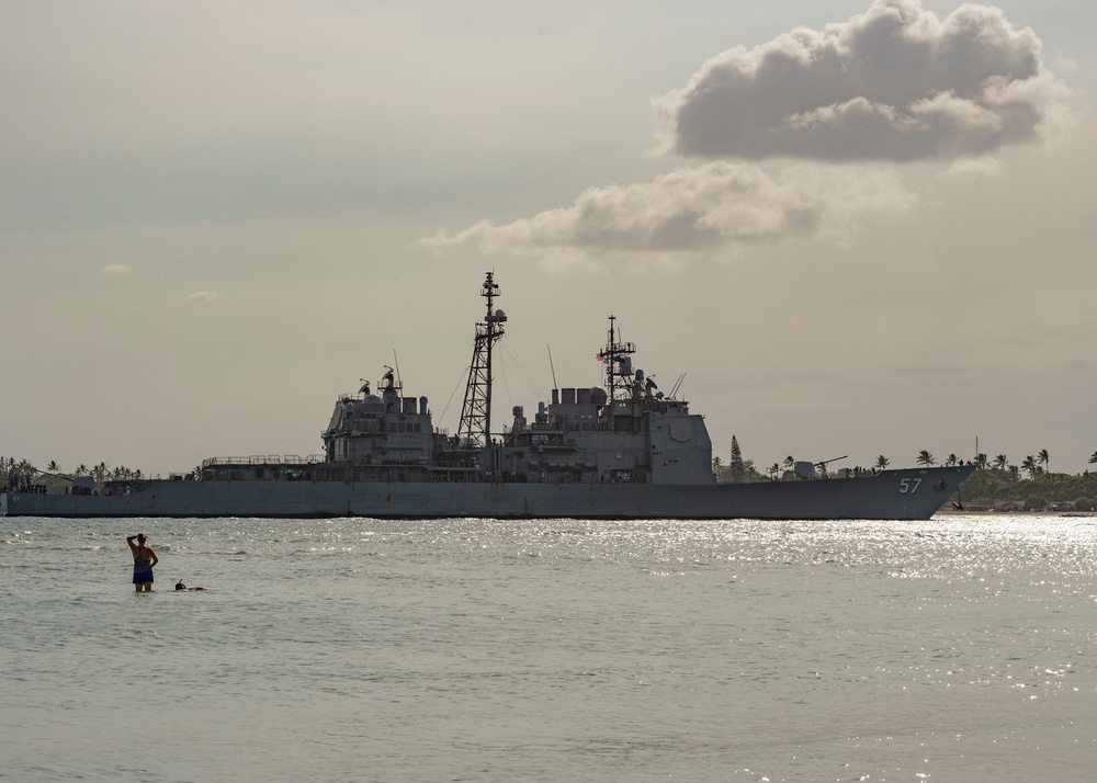 USS Lake Champlain (CG 57) returns to Joint Base Pearl Harbor-Hickam