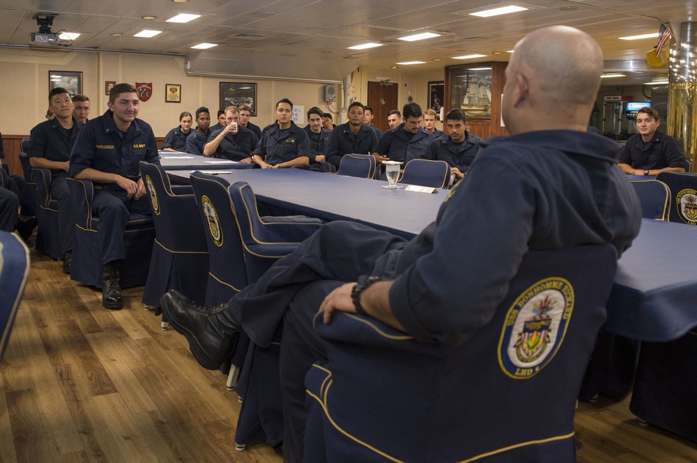 Midshipmen Checkout with CO XO Aboard Bonhomme Richard