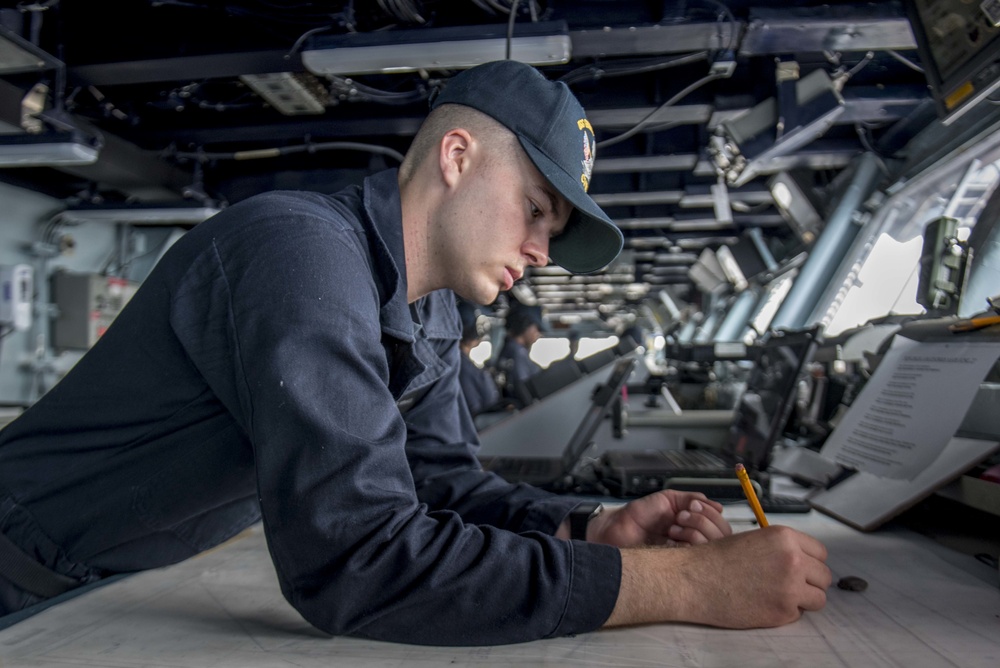 Quartermaster Trains Aboard GHWB