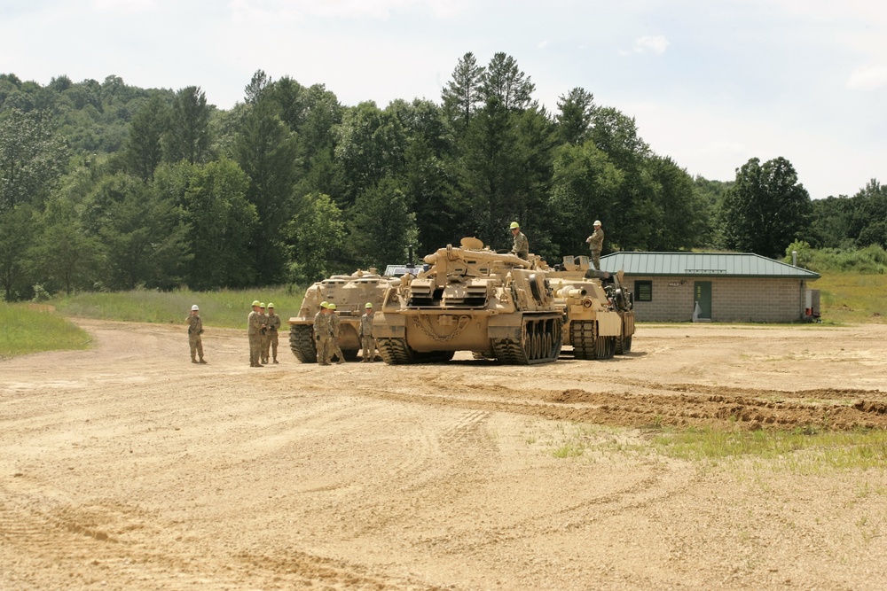 Students build skills in tracked vehicle recovery during RTS-Maintenance course at Fort McCoy