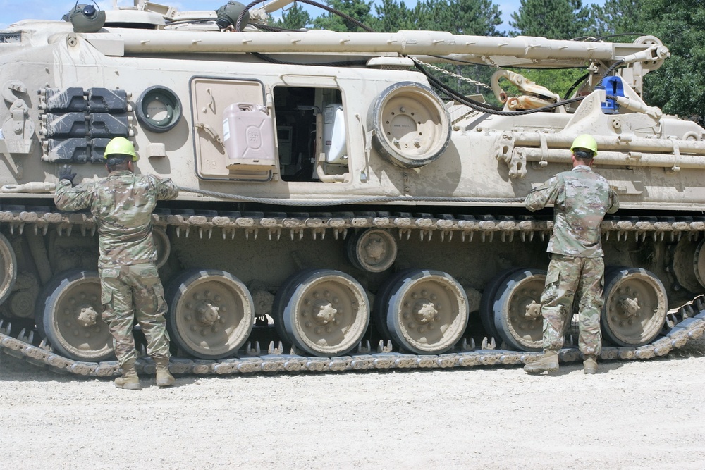 Students build skills in tracked vehicle recovery during RTS-Maintenance course at Fort McCoy
