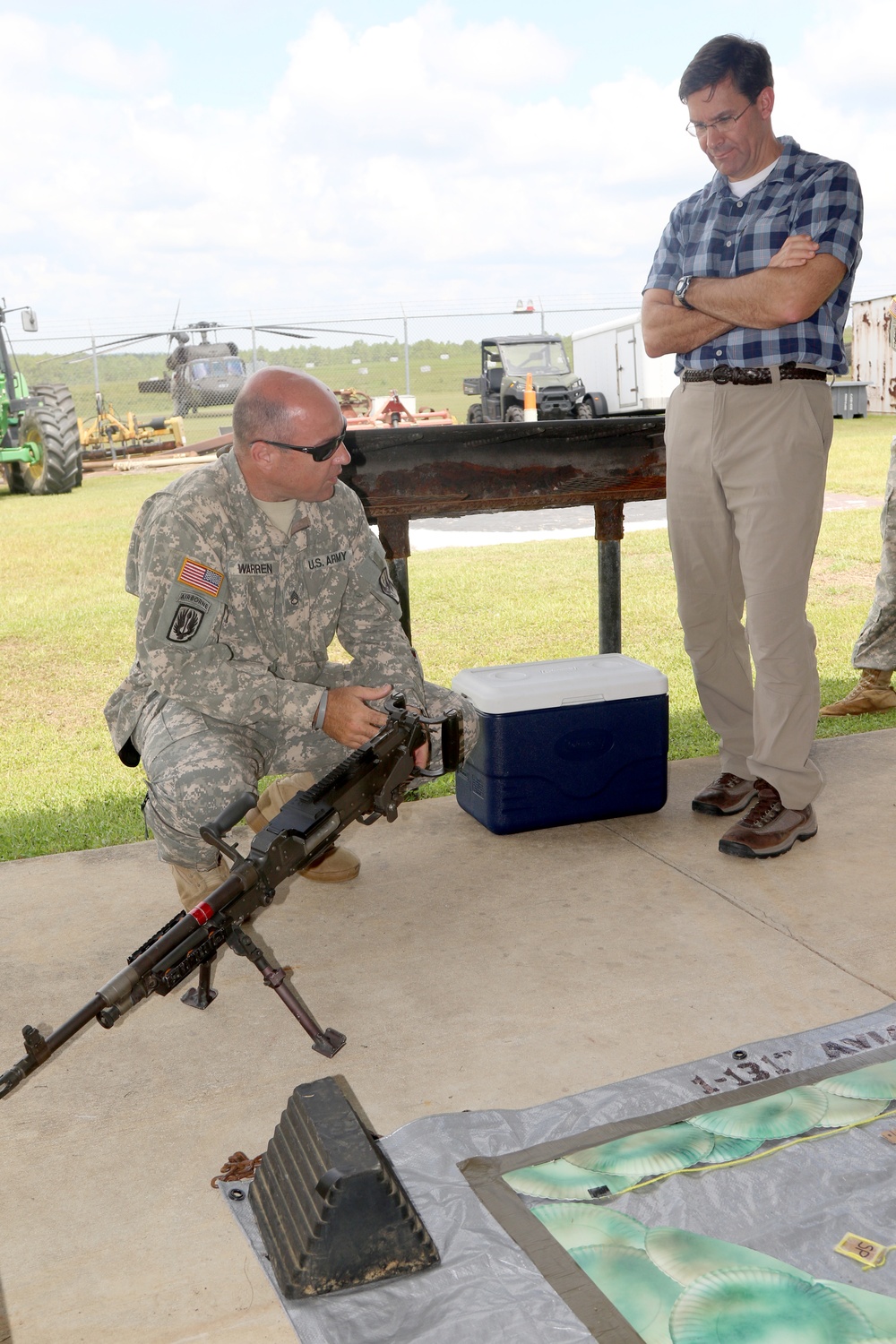 Secretary of Army Esper Receives Weapon Safety Briefing