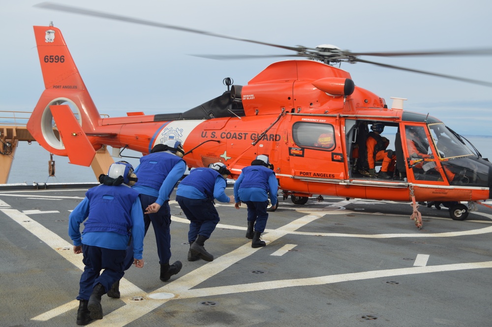 Coast Guard Cutter Healy conducts helicopter operations