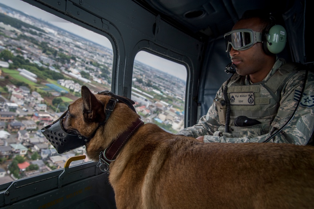 374th MWD's Fly With the 459th Airlift Squadron