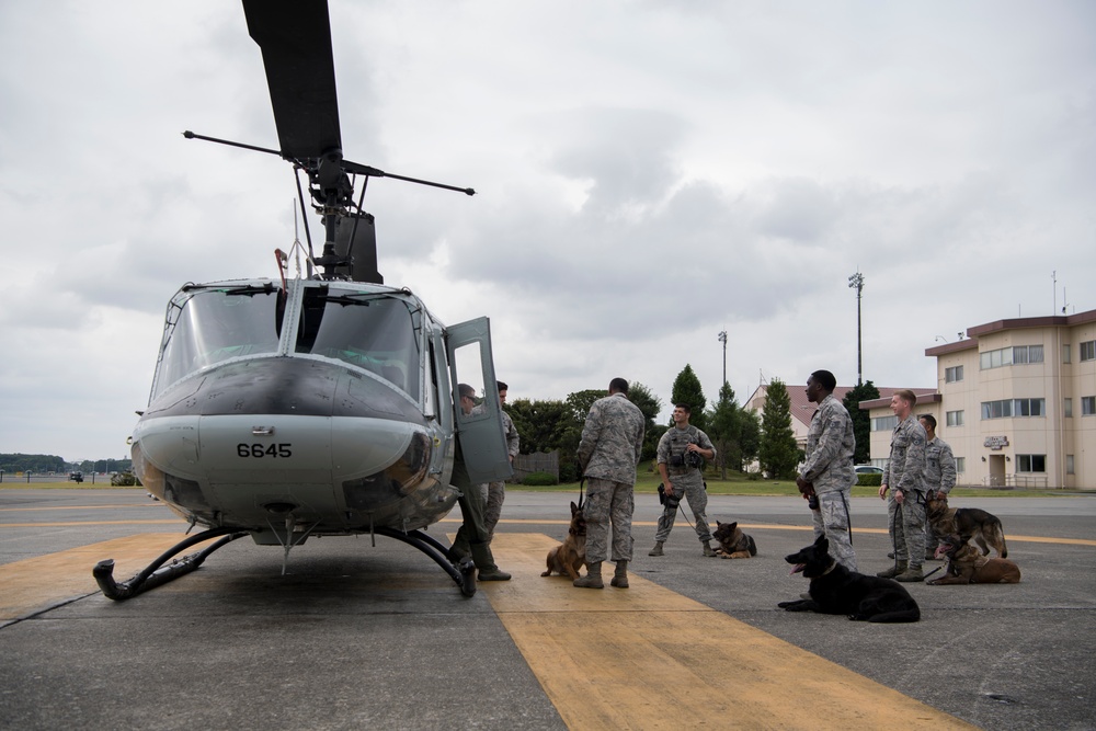 374th MWD's Fly With the 459th Airlift Squadron