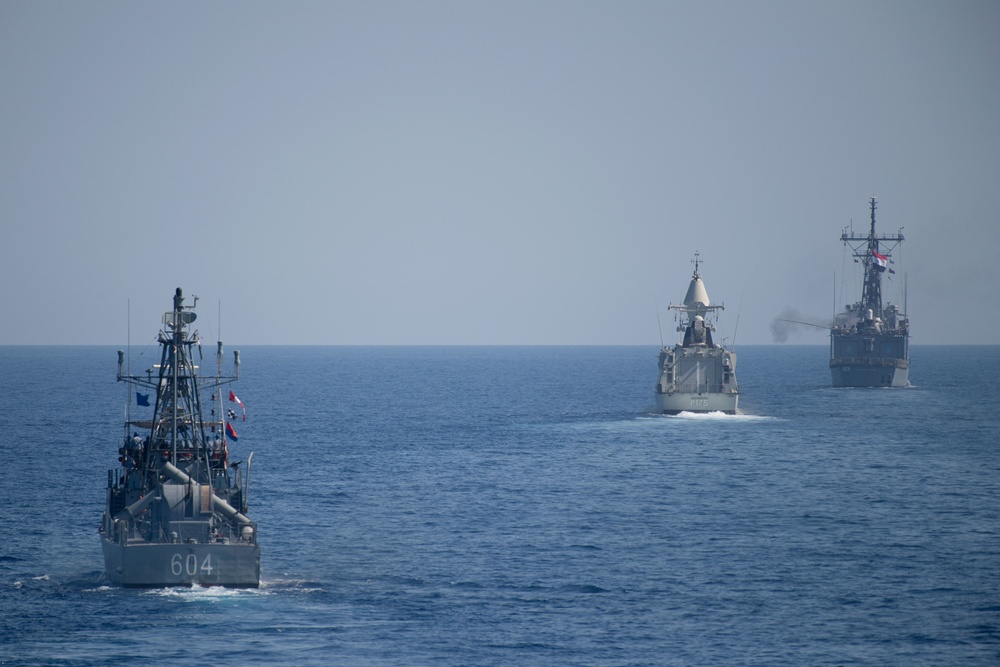 Egyptian helo on USS Jason Dunham for Eagle Salute 18.