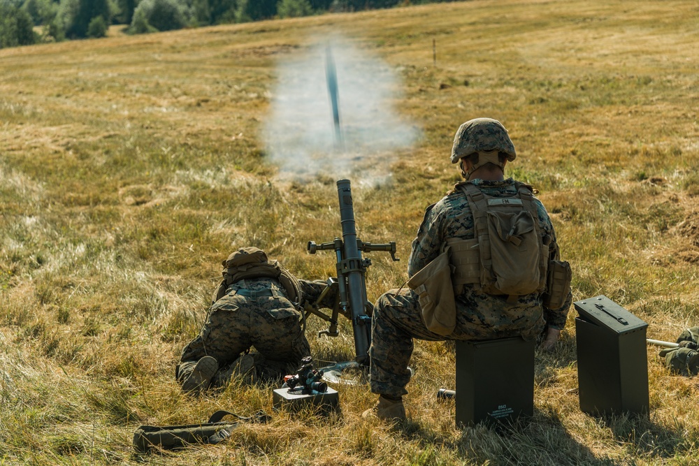 Marines registering 60mm mortars