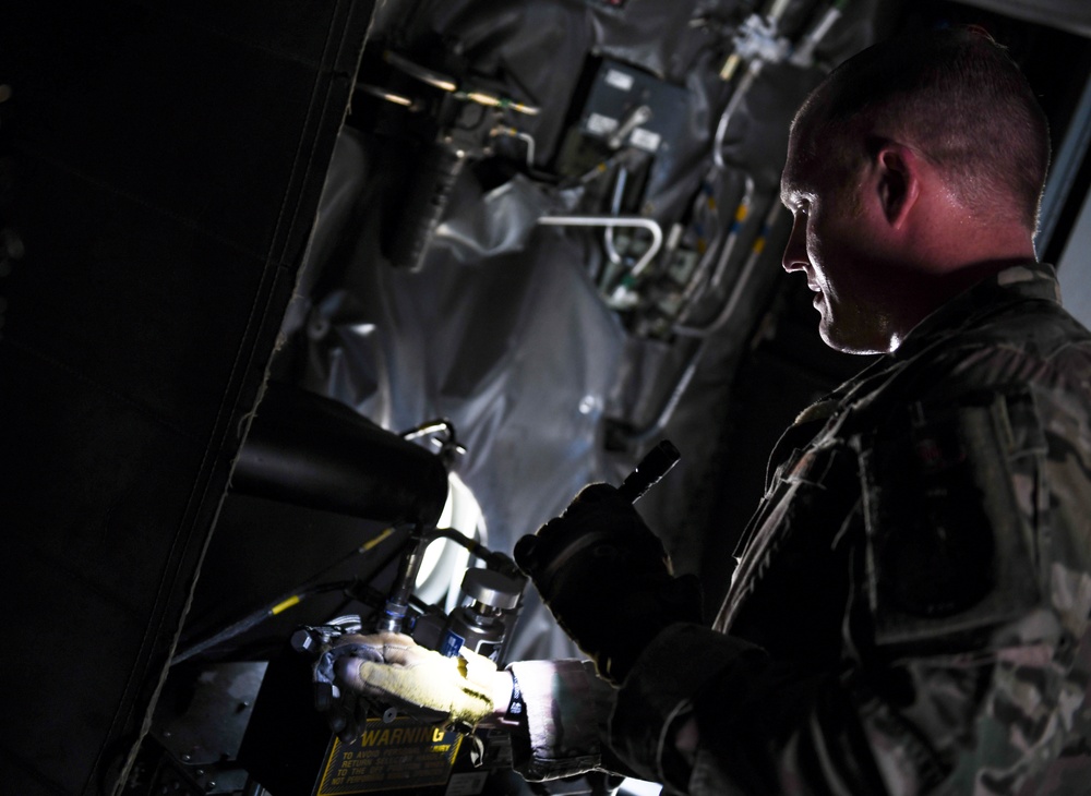 AC-130U Spooky gunship conducts live-fire training