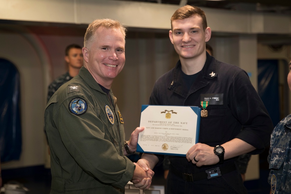 USS Gerald R. Ford Reactor Department Awards at Quarters