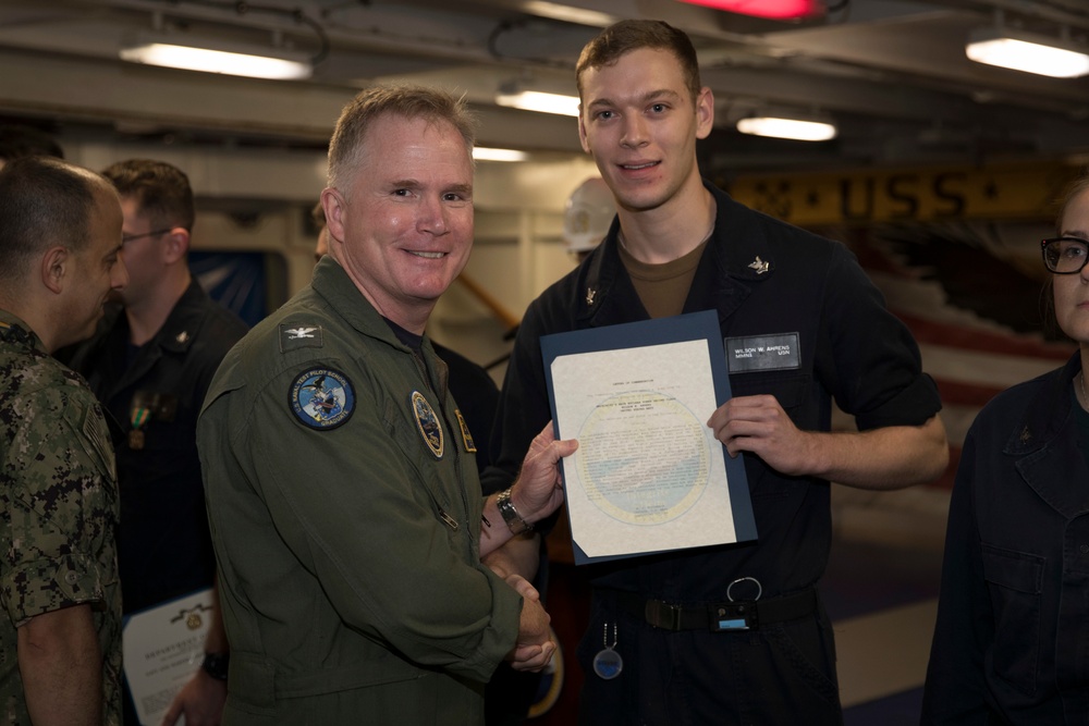 USS Gerald R. Ford Reactor Department Awards at Quarters