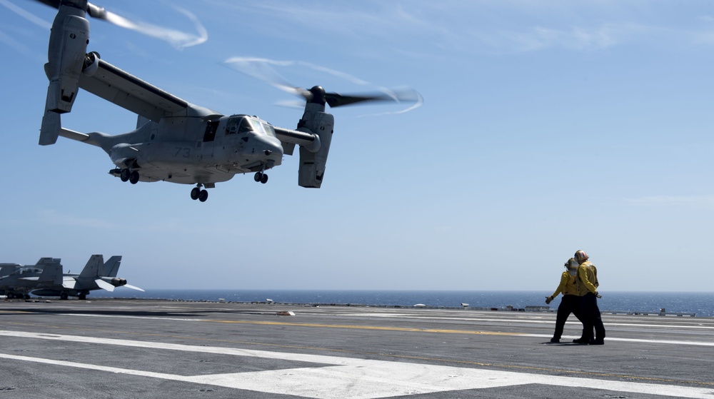 MV-22 Osprey Takes off From GHWB