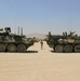 Soldiers with the 56th Stryker Brigade Combat Team roll out to the box