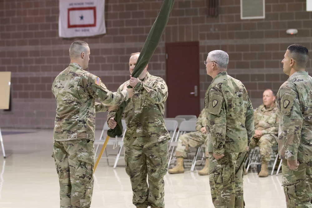 297th Signal Company cases the colors for the last time