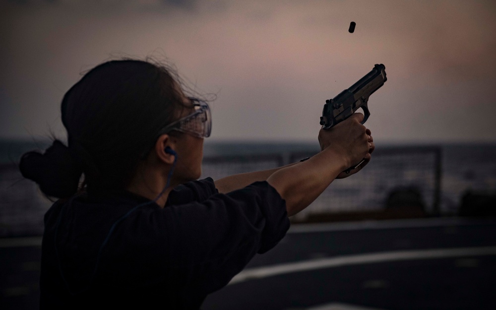 USS Carney Sailors Conduct 9mm Live-Fire Exercise