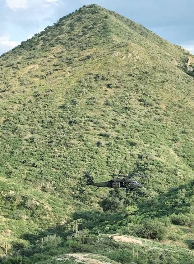 National Guard UH-60 Blackhawk and Border Patrol K9 Team arrest 4 illegal aliens