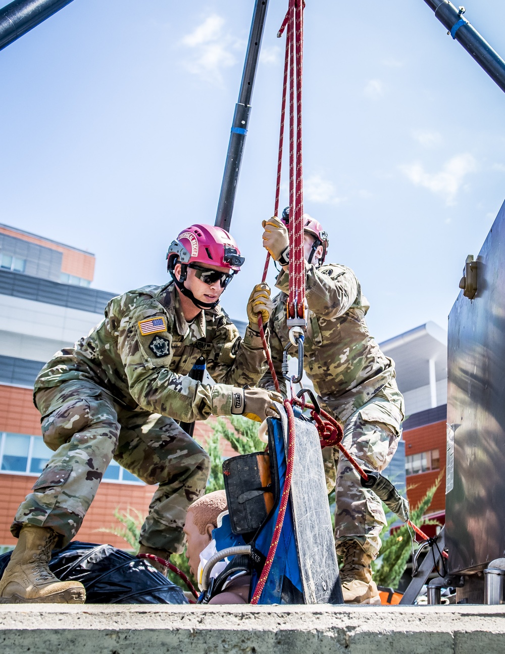 Elite Rescue Team Practices Unique Patient Removal at Belvoir Hospital