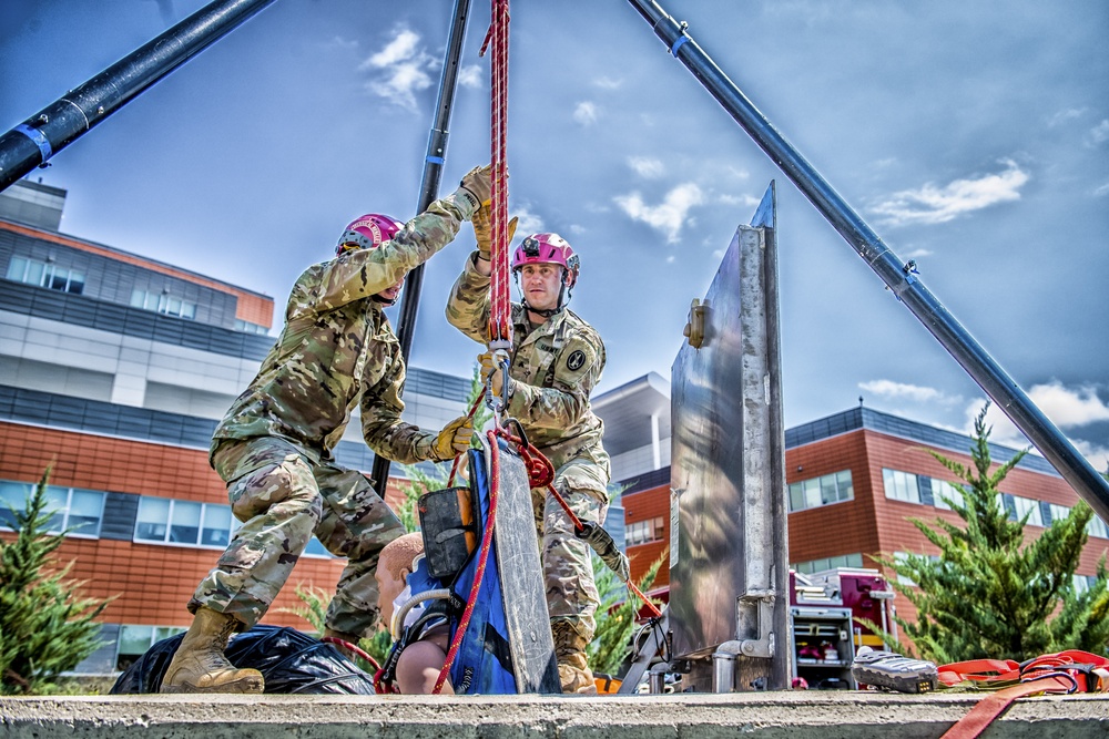 Elite Rescue Team Practices Unique Patient Removal at Belvoir Hospital