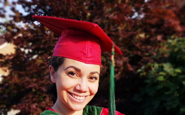 Swapping a cap and gown for a hospital gown