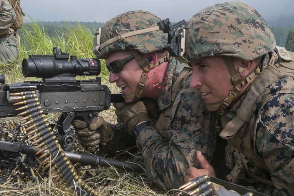 Marines with Company F refine their fire and maneuver techniques in the hills of Fuji, Japan