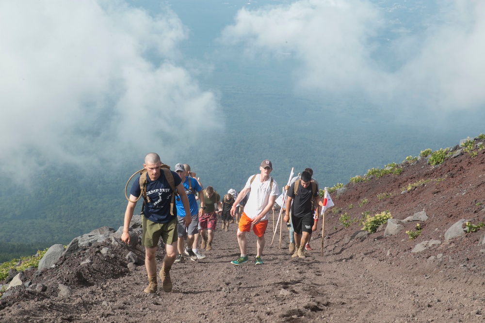 Company F Marines hike Mount Fuji