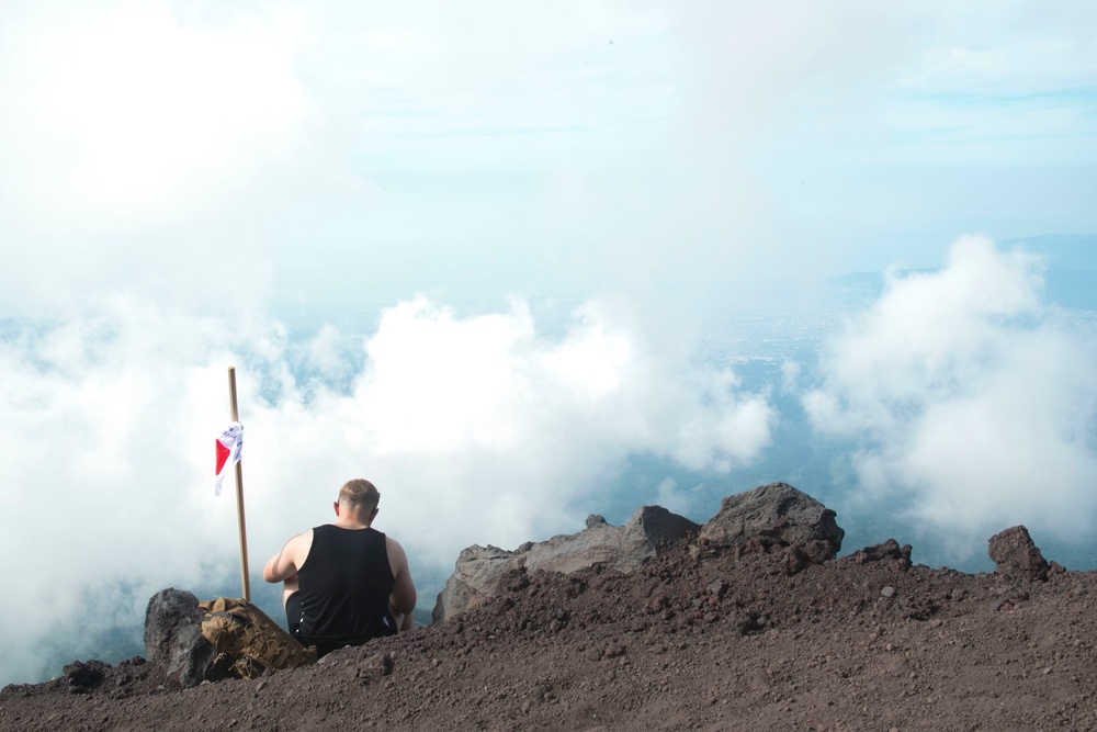 Company F Marines hike Mount Fuji