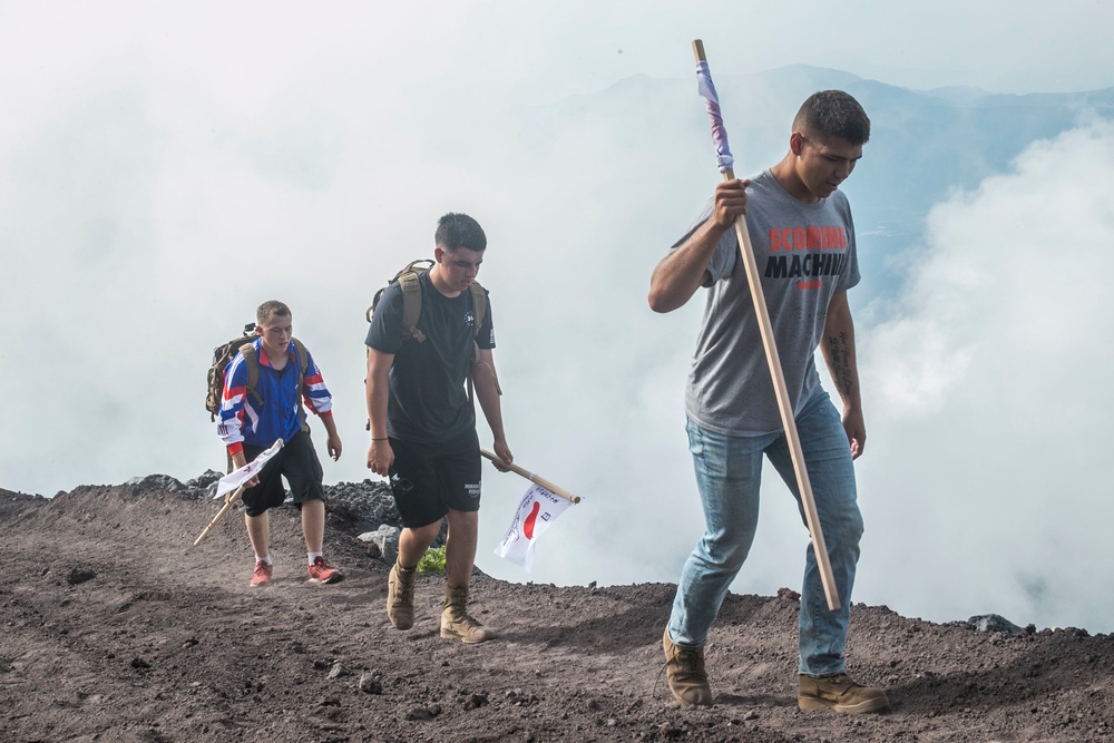 Company F Marines hike Mount Fuji