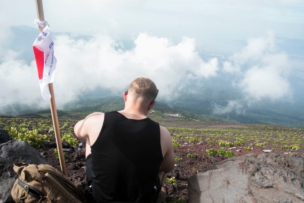 Company F Marines hike Mount Fuji