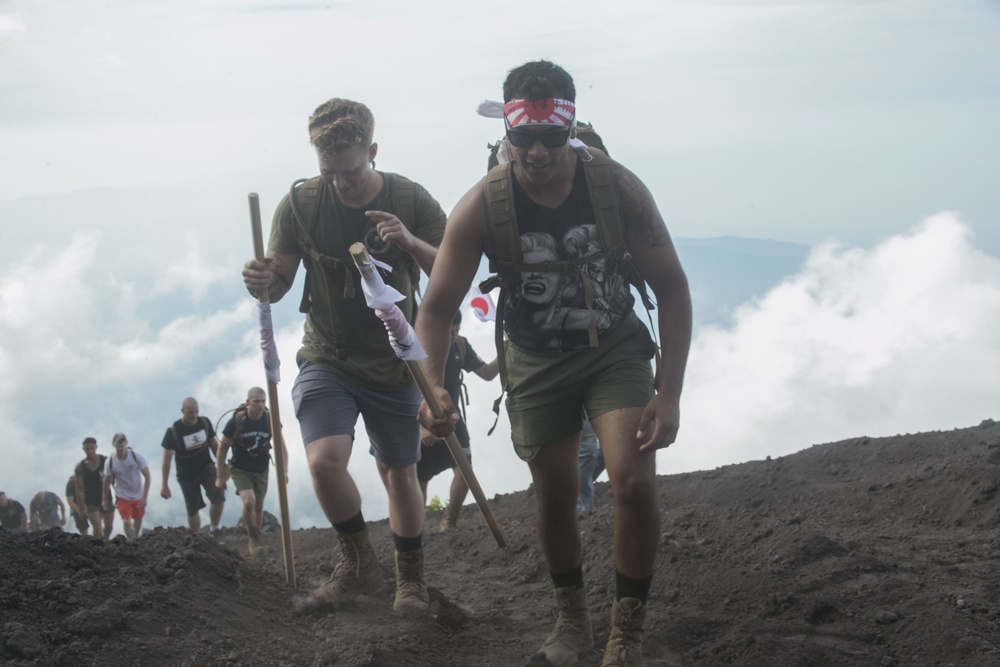 Company F Marines hike Mount Fuji