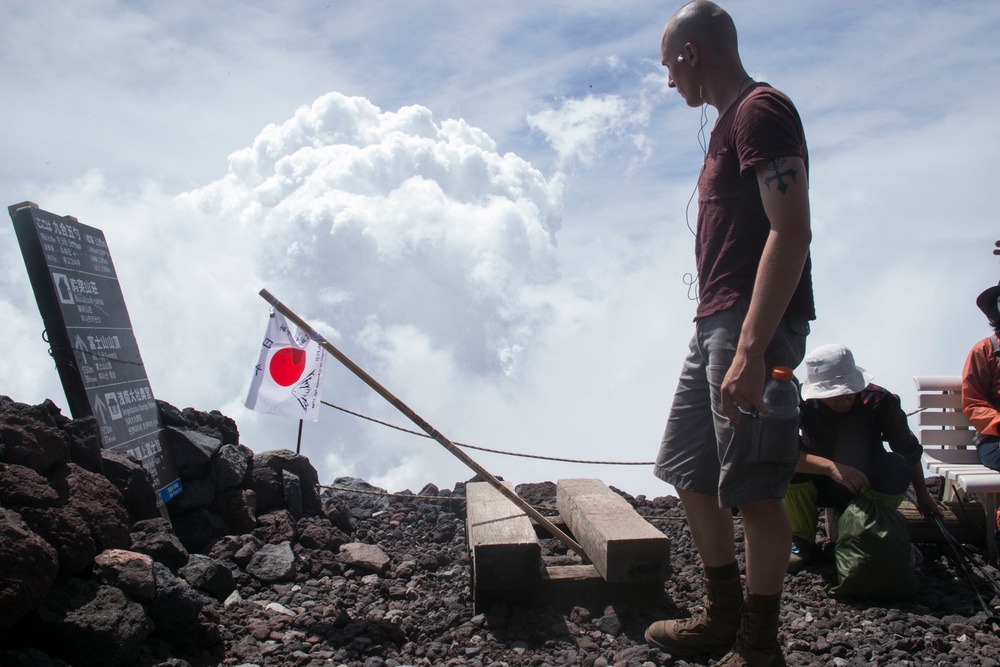 Company F Marines hike Mount Fuji