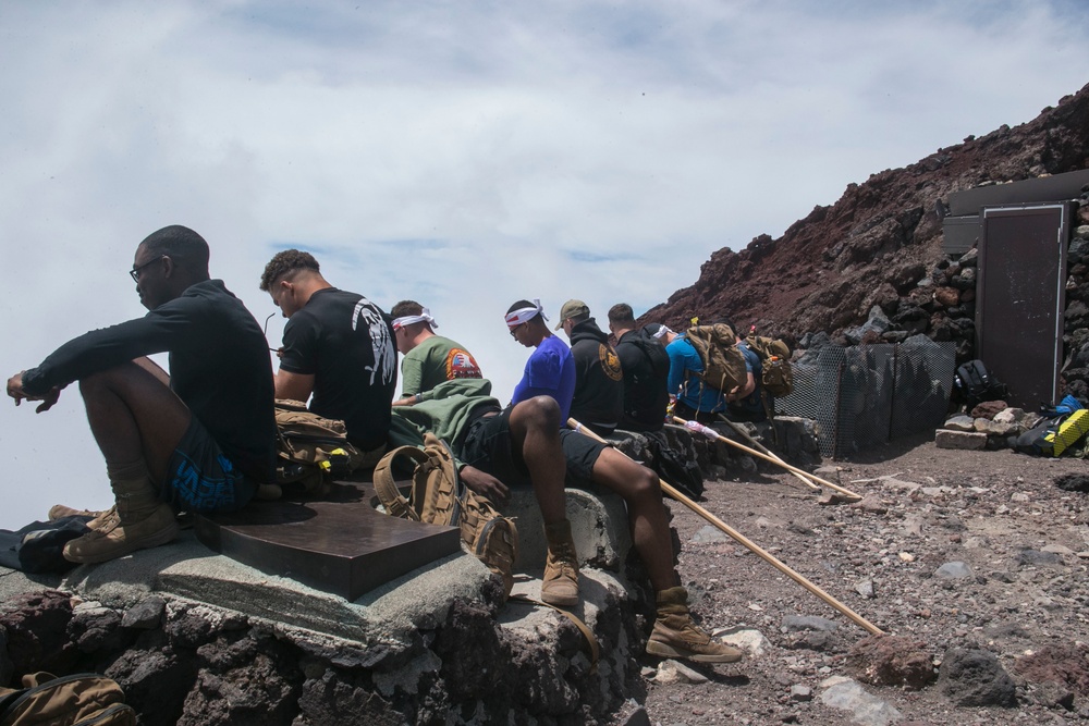 Company F Marines hike Mount Fuji