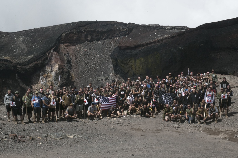 Company F Marines hike Mount Fuji