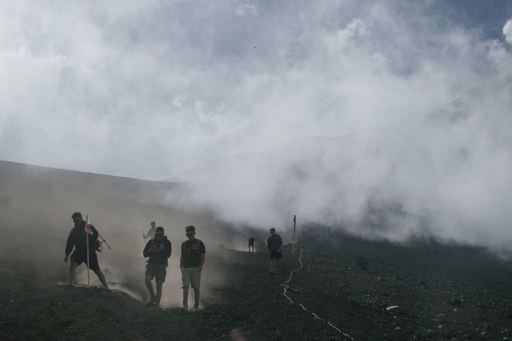 Company F Marines hike Mount Fuji