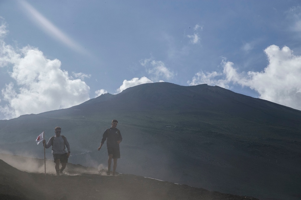 Company F Marines hike Mount Fuji