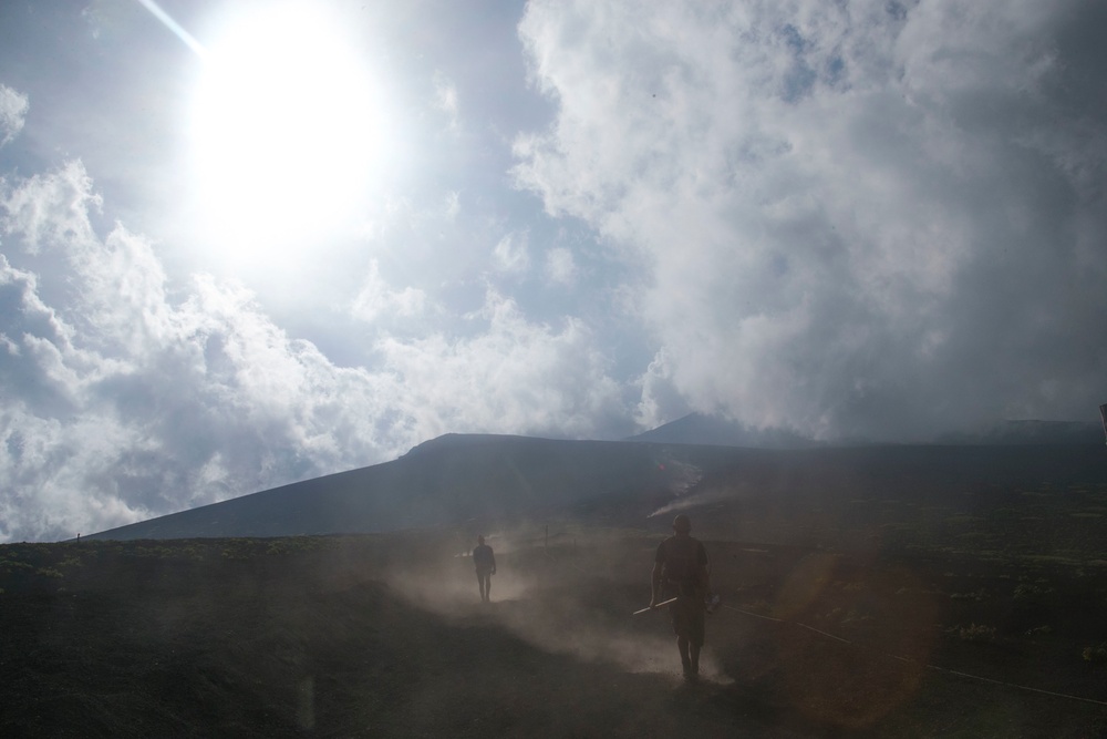 Company F Marines hike Mount Fuji