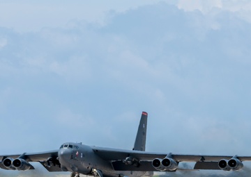 B-52 Stratofortress bomber takes off from Andersen in support of Pitch Black 18